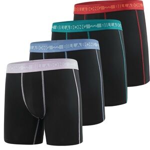 NWT Billabong Men's Black Boxer Briefs - Multi-Color‎ Waistband - Lg